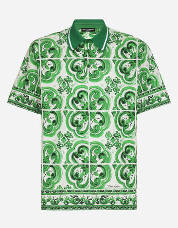 Dolce & Gabbana Cotton polo-shirt with majolica print Print G8RV9TII7CZ