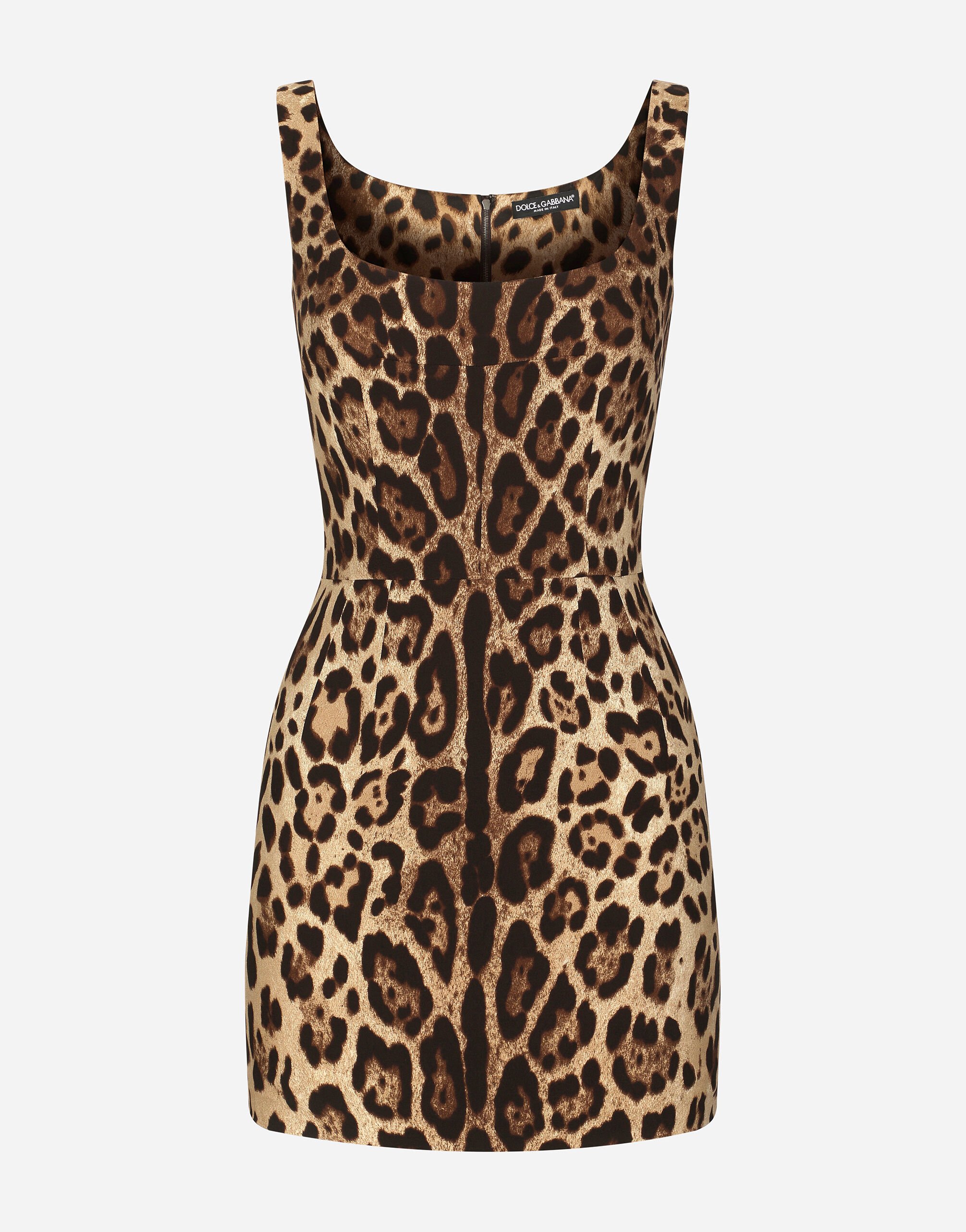 Dolce & Gabbana Short leopard-print charmeuse dress Red F4CBFTFURAD