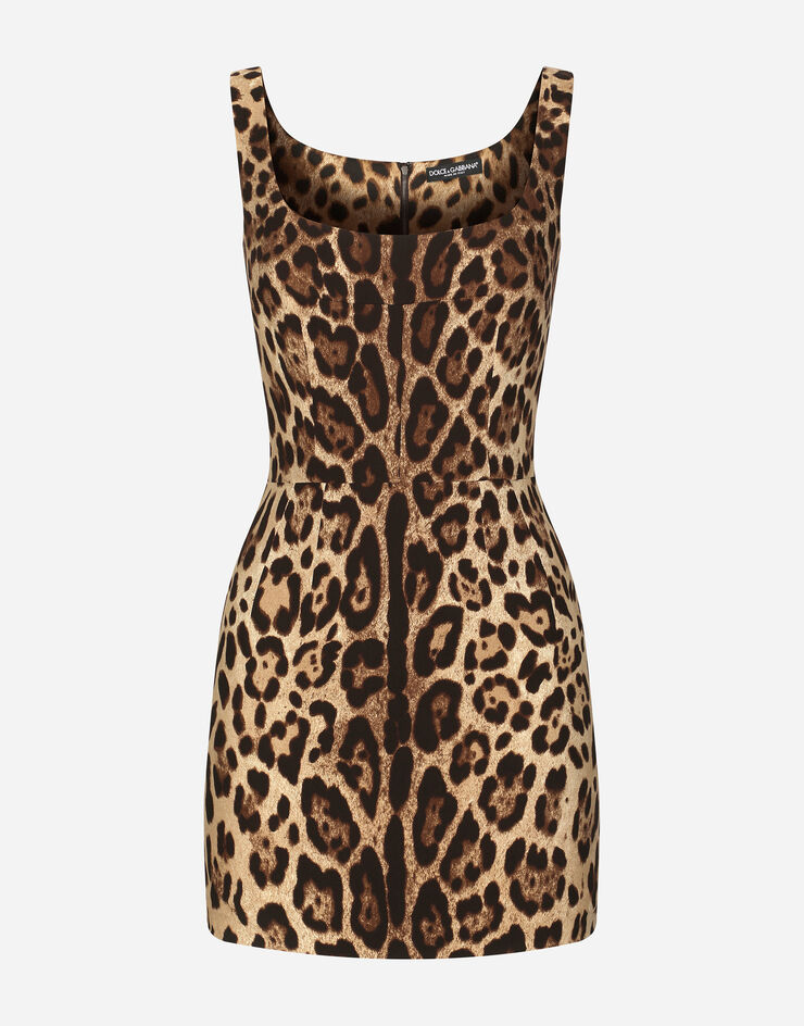 Dolce & Gabbana Robe courte en charmeuse à imprimé léopard Imprimé Animalier F6BDXTFSADD