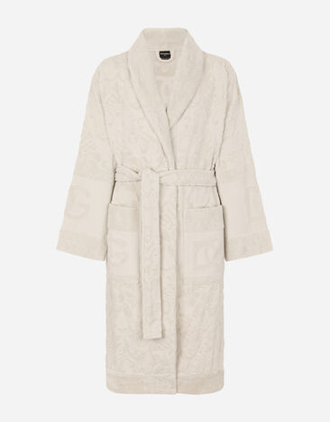 Dolce & Gabbana Bathrobe in Terry Cotton Jacquard Multicolor TCF015TCAHC