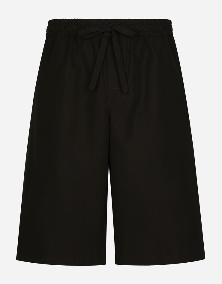 Dolce & Gabbana Cotton jogging shorts with logo tag Black GV37ATGF855