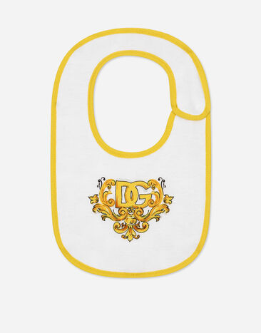 Dolce & Gabbana Set cadeau 2 bavoirs en jersey à imprimé majoliques jaunes Imprimé L23DI5FI5JW