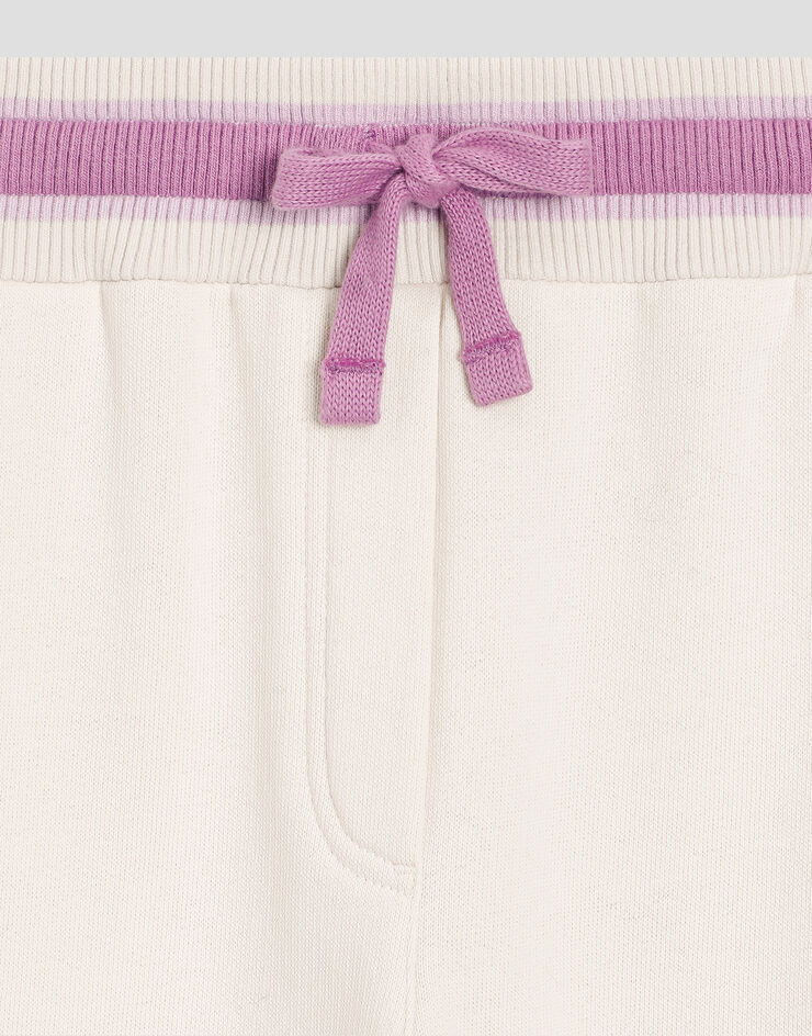 Dolce & Gabbana Oversized fleece trousers with violets embroidery and DG logo Multicolor L5JPG5G7PHT