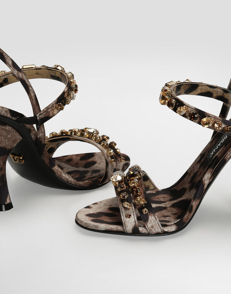 Dolce & Gabbana Leopard-print satin sandals with embellishments Dolce & Gabbana Leopard-print satin sandals with embellishments Print CR1930A0079