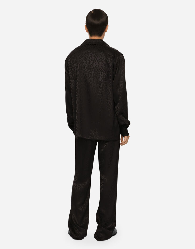 Dolce & Gabbana Спортивные брюки из шелка с жаккардовым оцелотовым узором черный GVRMATFJIAE