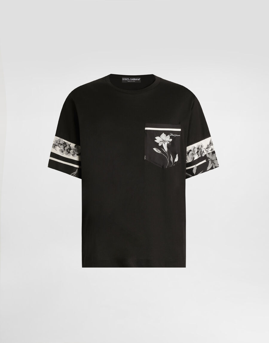 Cotton and silk t-shirt with print