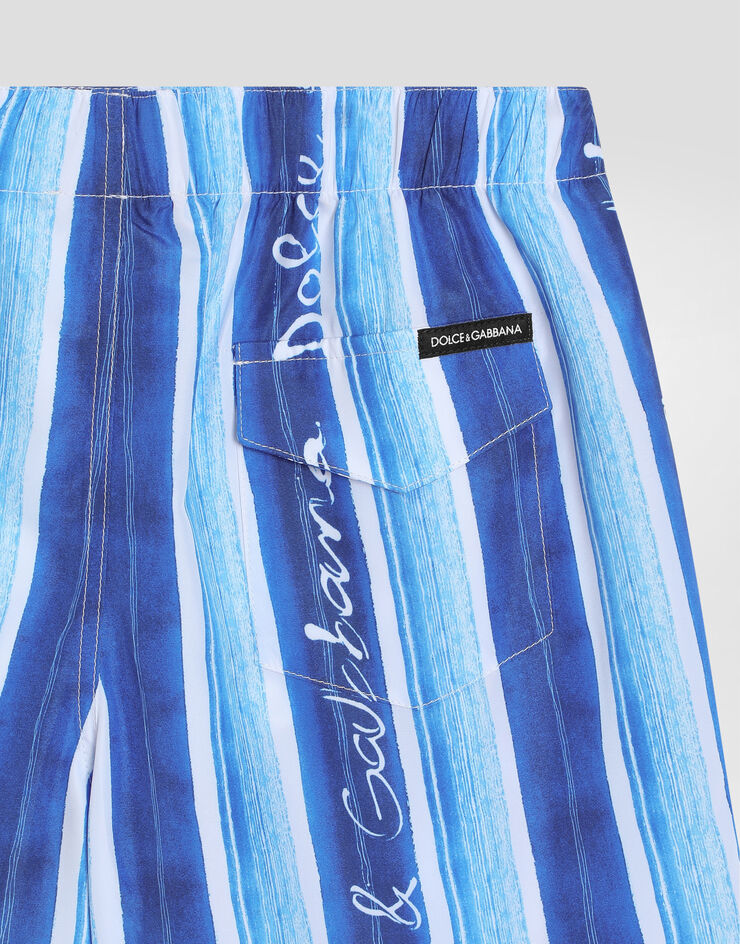 Dolce & Gabbana Badeshorts aus Gewebe in Leinwandbindung Streifenprint Blau L4J818ON03Q