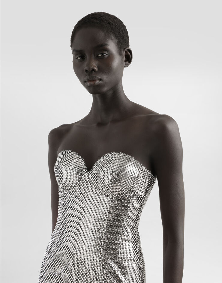 Dolce & Gabbana Strapless mesh dress Silver F60EQTGDDHG