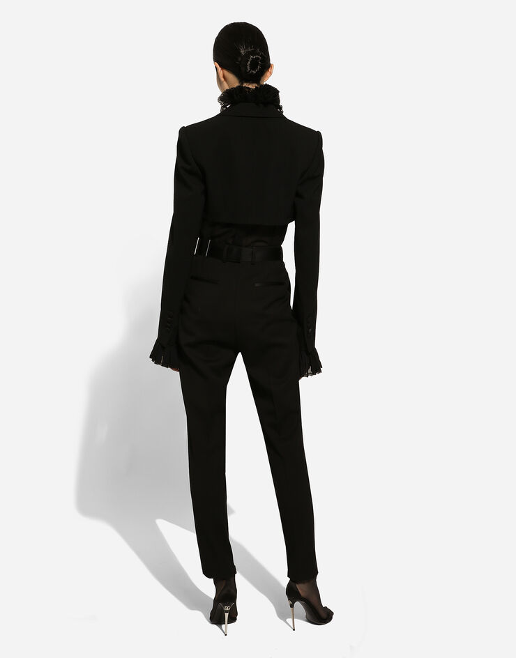 Dolce & Gabbana Pantalón pitillo en gabardina de lana Negro FTC30TFU28J