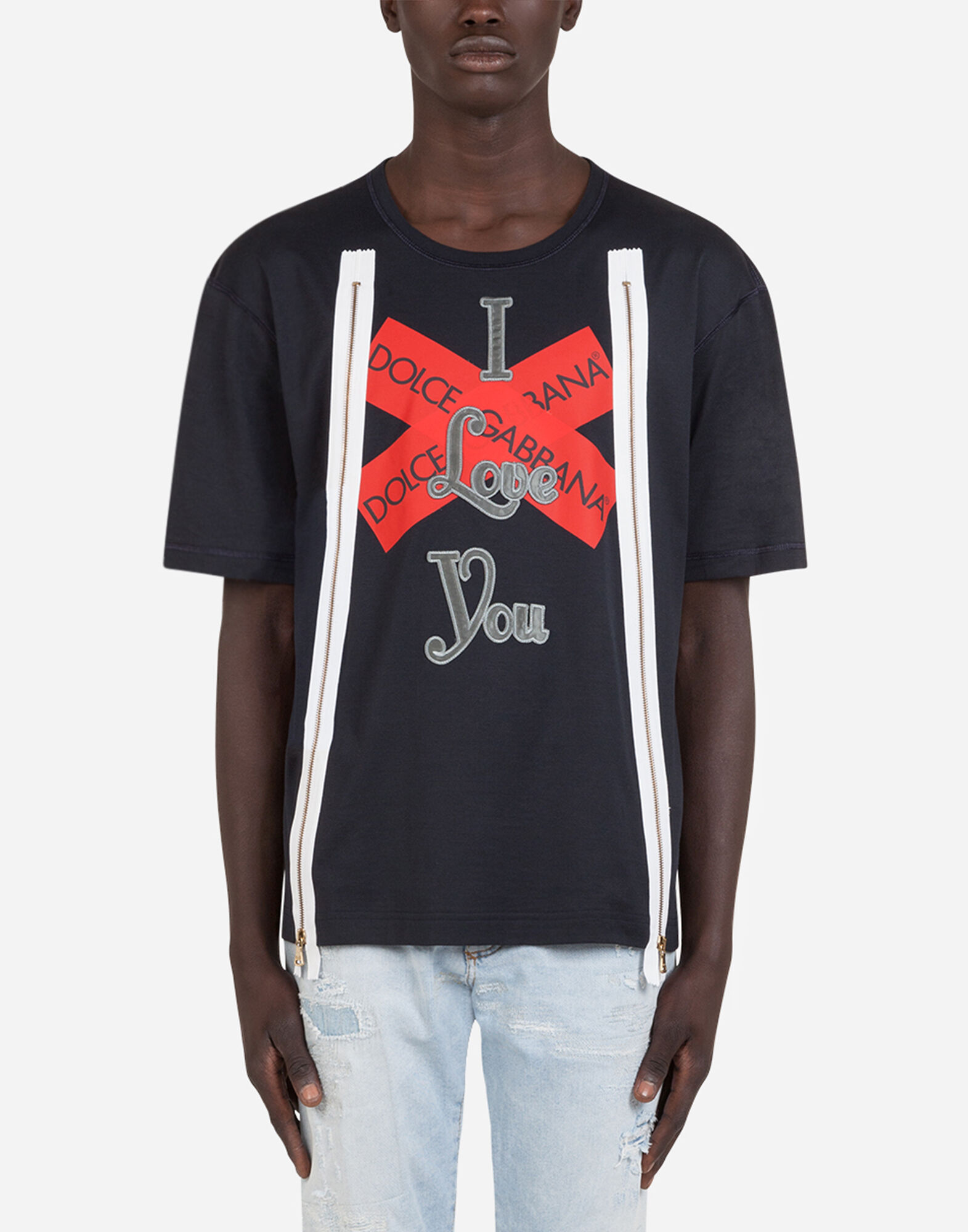 T-shirt with Dolce&Gabbana print and zipper