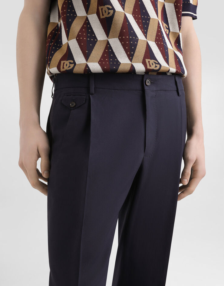 Dolce & Gabbana Silk and gabardine trousers Blue GV4EETFUTAX