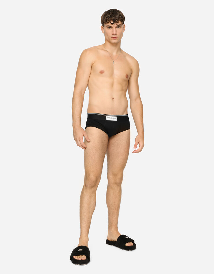 Dolce & Gabbana Two-way-stretch cotton Brando briefs with patch Black M3E41JOUAIG