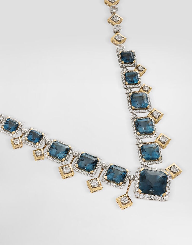 Dolce & Gabbana Eleganza Necklace 18-carat white and yellow gold, topazes, and sapphires. Dolce & Gabbana Eleganza Necklace 18-carat white and yellow gold, topazes, and sapphires. Gold WNSA3GWTOP1