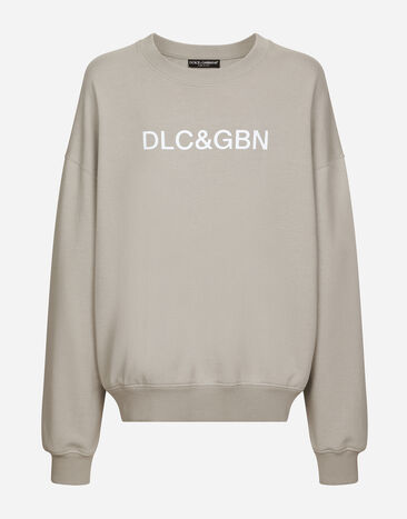Dolce & Gabbana Round-neck sweatshirt with Dolce&Gabbana logo print Green G9BDXZG7NON