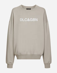 Dolce & Gabbana Round-neck sweatshirt with Dolce&Gabbana logo print Grey G9IF0TG7JYX