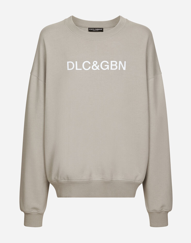 Dolce & Gabbana Round-neck sweatshirt with Dolce&Gabbana logo print Grey G9AQVTG7M8G
