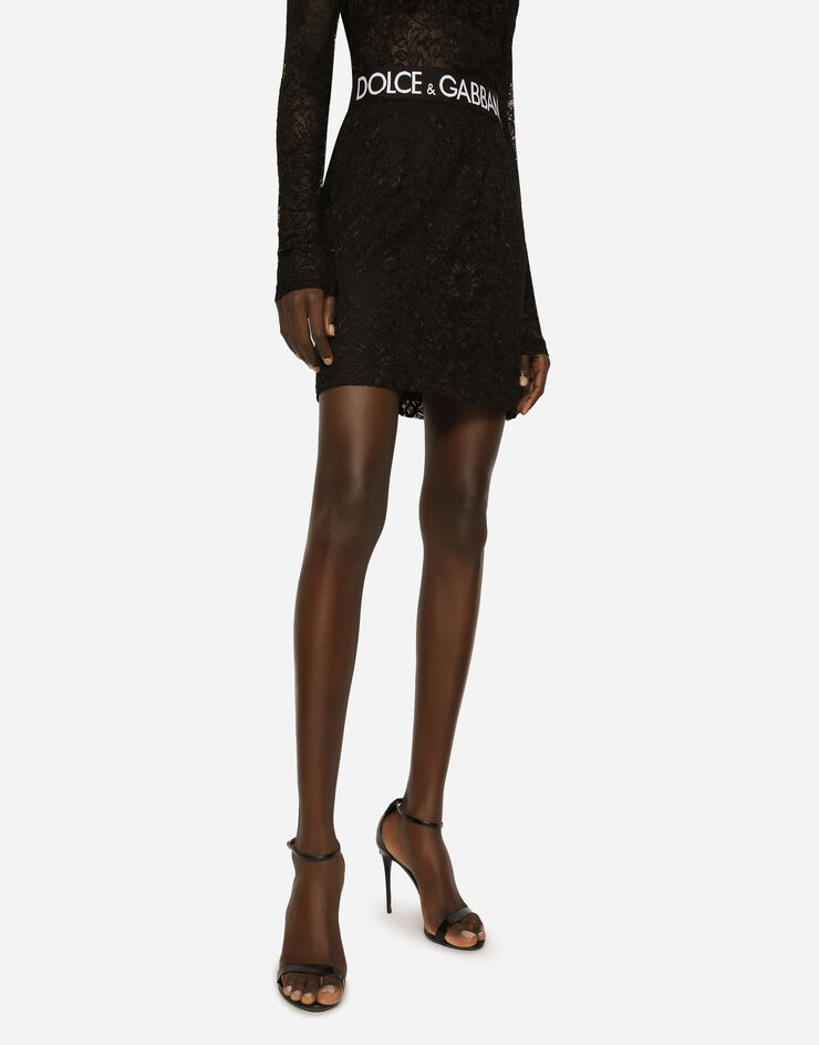 Dolce & Gabbana Mini-jupe en dentelle Noir F4CNKTFLRFF