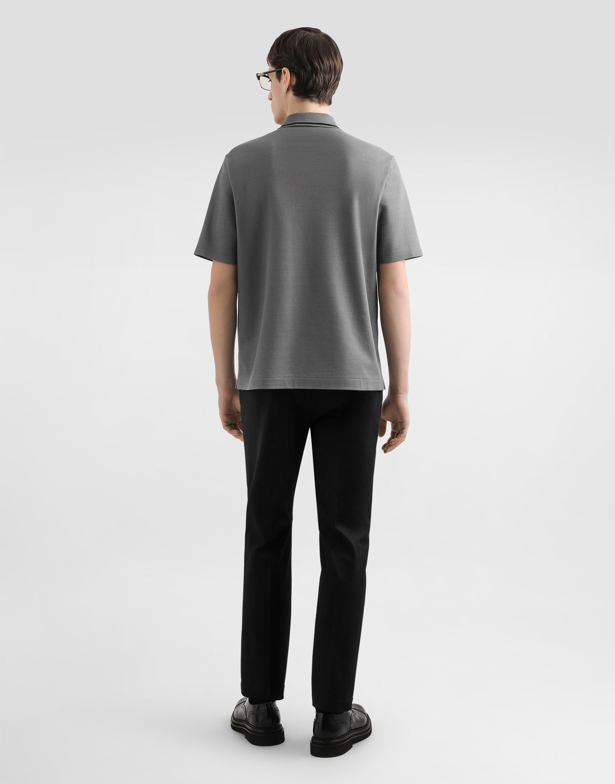 Tシャツ・カットソー Dolce & Gabbana FW25 COTTON PIQUE POLO (G8SN2Z HU7UTN0089) Cotton piqué polo shirt in Grey for Men | Dolce&Gabbana® US