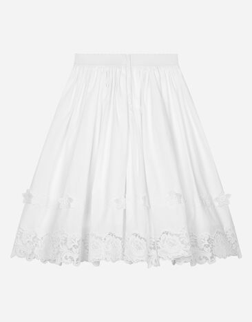 Dolce & Gabbana Jupe en popeline et dentelle macramé Blanc L55I26FU5GK