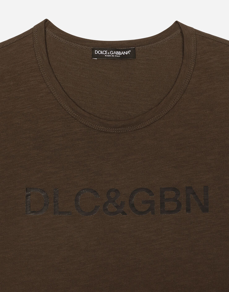 Dolce & Gabbana Camiseta sin mangas de algodón con logotipo Dolce&Gabbana Marrón G8RP6TG7M8F