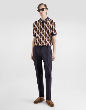 Dolce & Gabbana Silk and gabardine trousers Blue GV4EETFUTAX