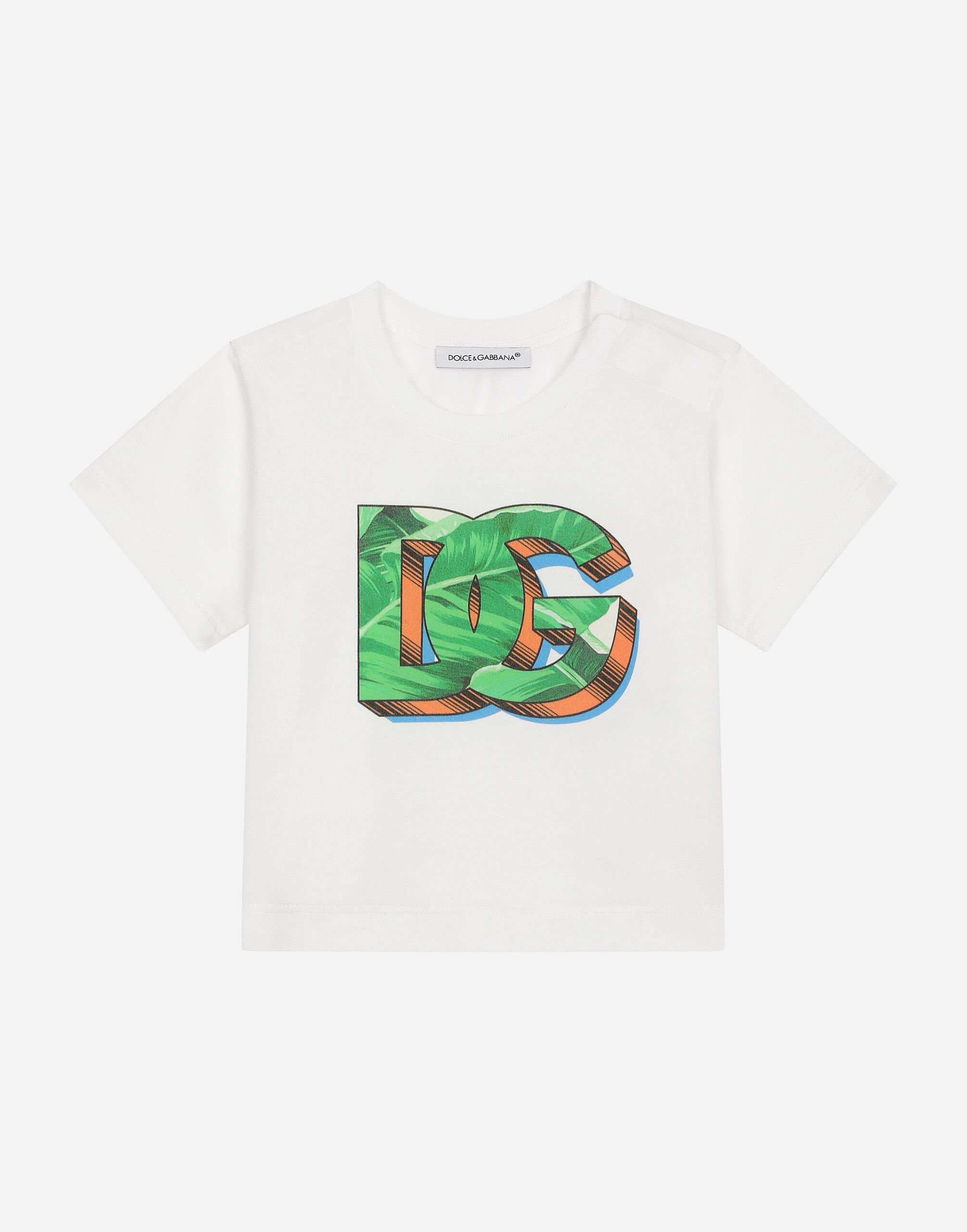 Dolce & Gabbana T-Shirt aus Jersey mit DG-Logoprint Weiss L1JTEYG7K7R