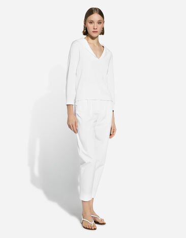 Dolce & Gabbana Viscose sweater with sailor collar White FXZ13TJFMGL