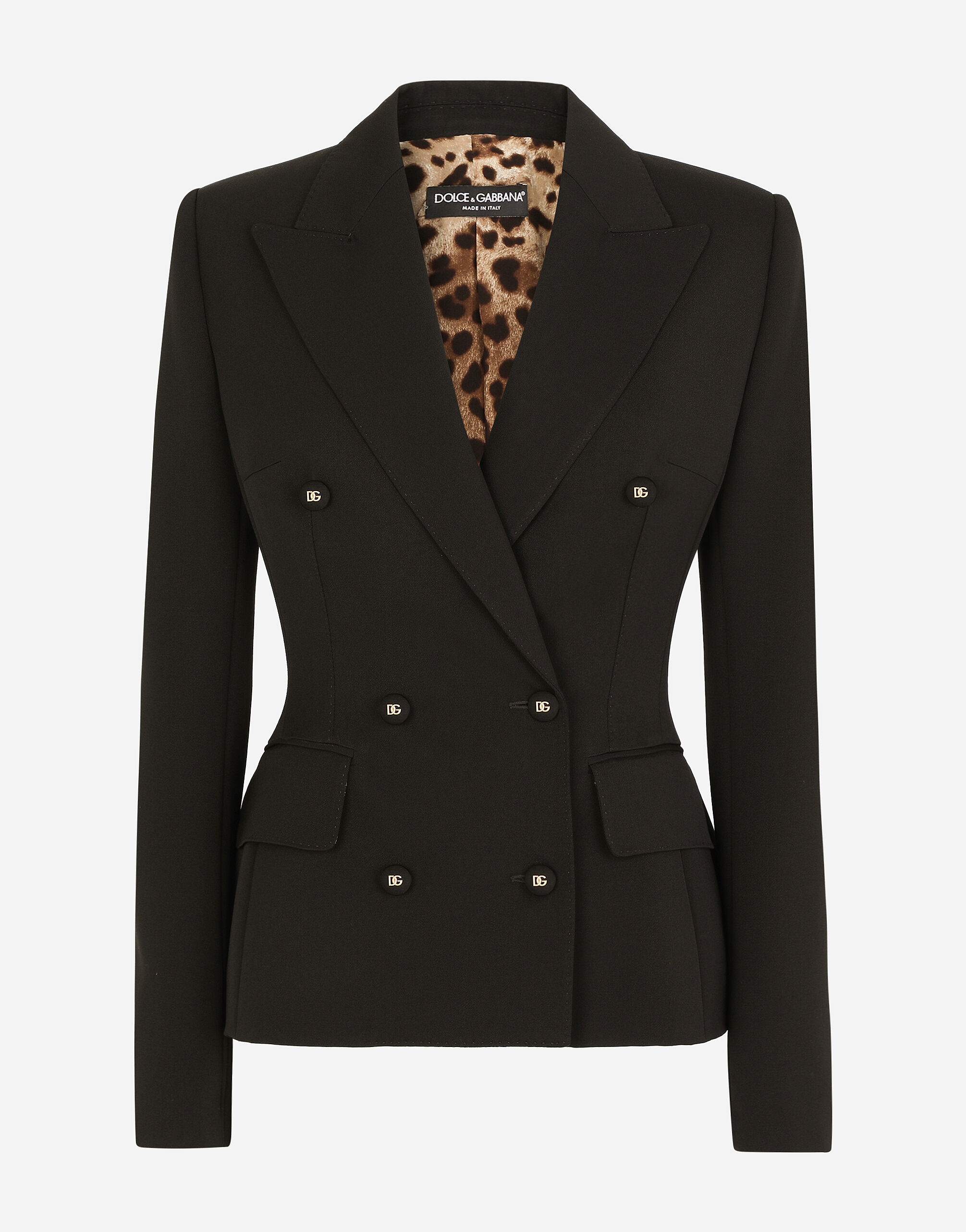 Dolce fit woolen jacket with branded buttons in Black for Women