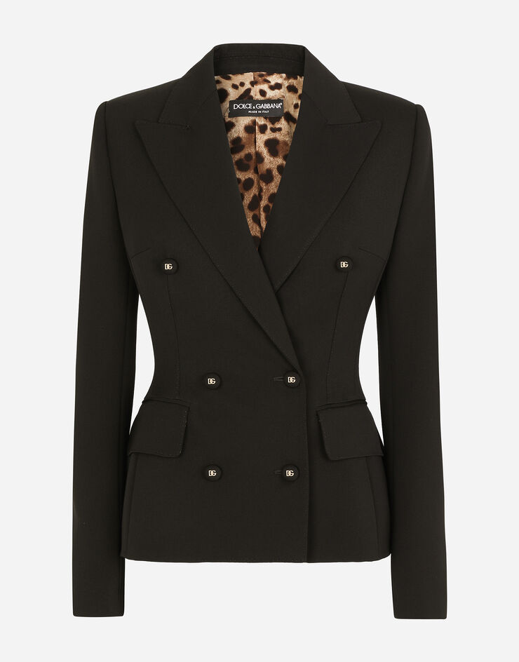 Dolce & Gabbana Chaqueta Dolce en tela de lana de botones con logotipo Negro F26CITFU21E