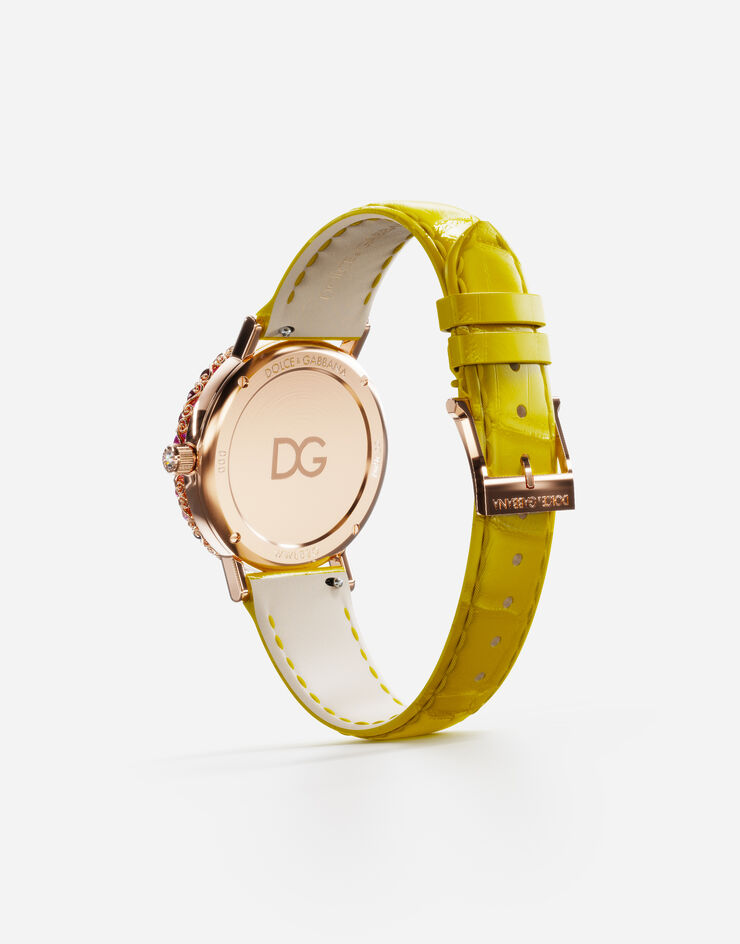 Dolce & Gabbana Montre Iris en or rose avec pierres multicolores et diamants Jaune WWLB2GXA0XA