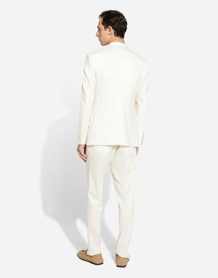 Dolce & Gabbana Silk jacquard round-neck sweater with DG logo White GXX03TJBSOS