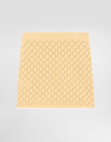 Dolce & Gabbana Strickrock mit Rautenmuster Yellow L5KI0CJBCI2