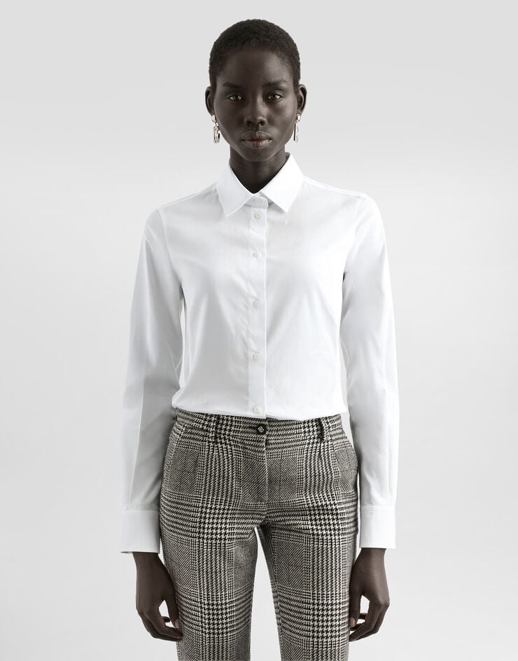 Dolce & Gabbana Chemise en popeline stretch Blanc F5G19TFUEEE