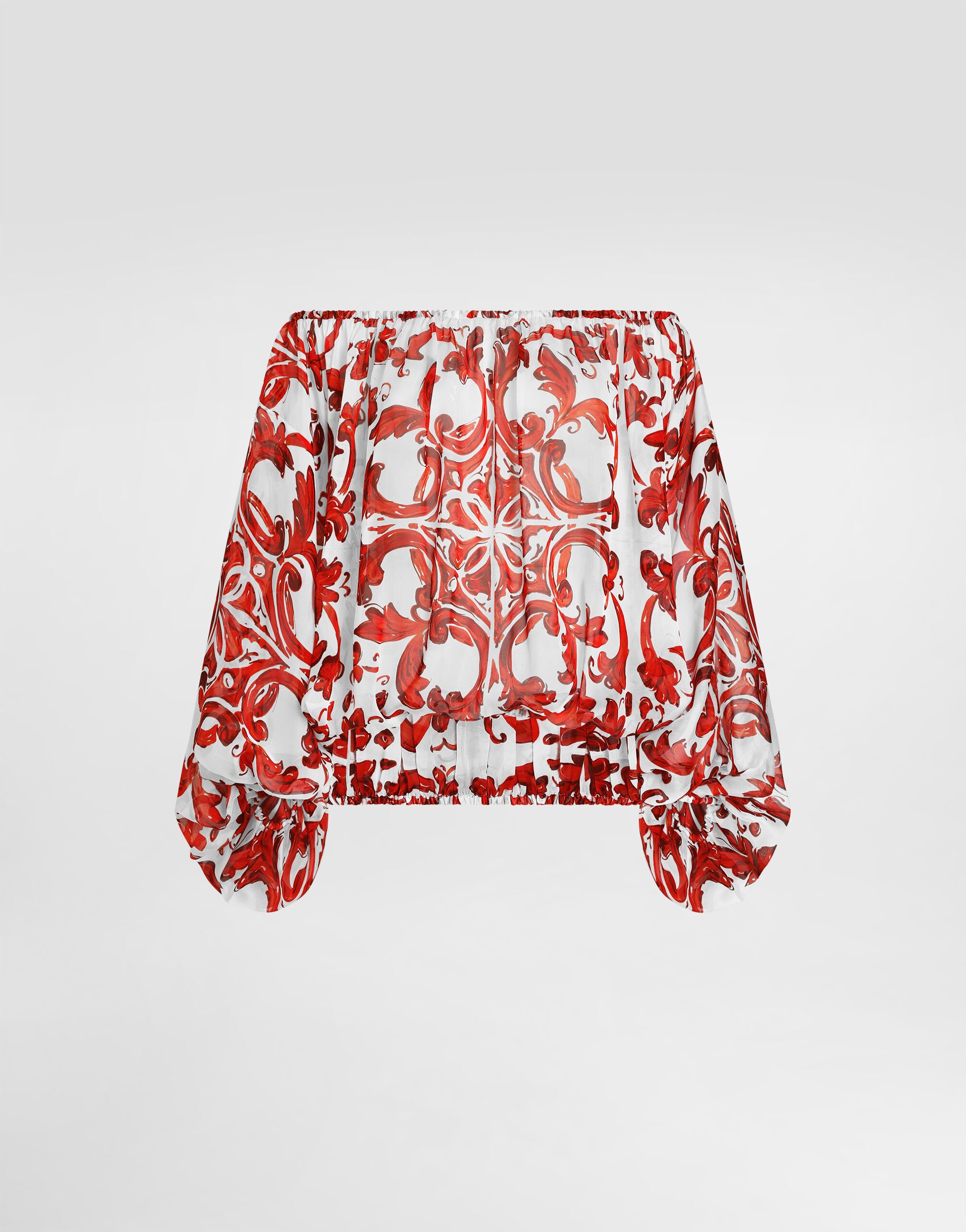Majolica-print poplin top in Multicolor for Women | Dolce&Gabbana® US