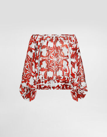 Dolce & Gabbana Majolica-print poplin top Multicolor F72G7TGDDRH