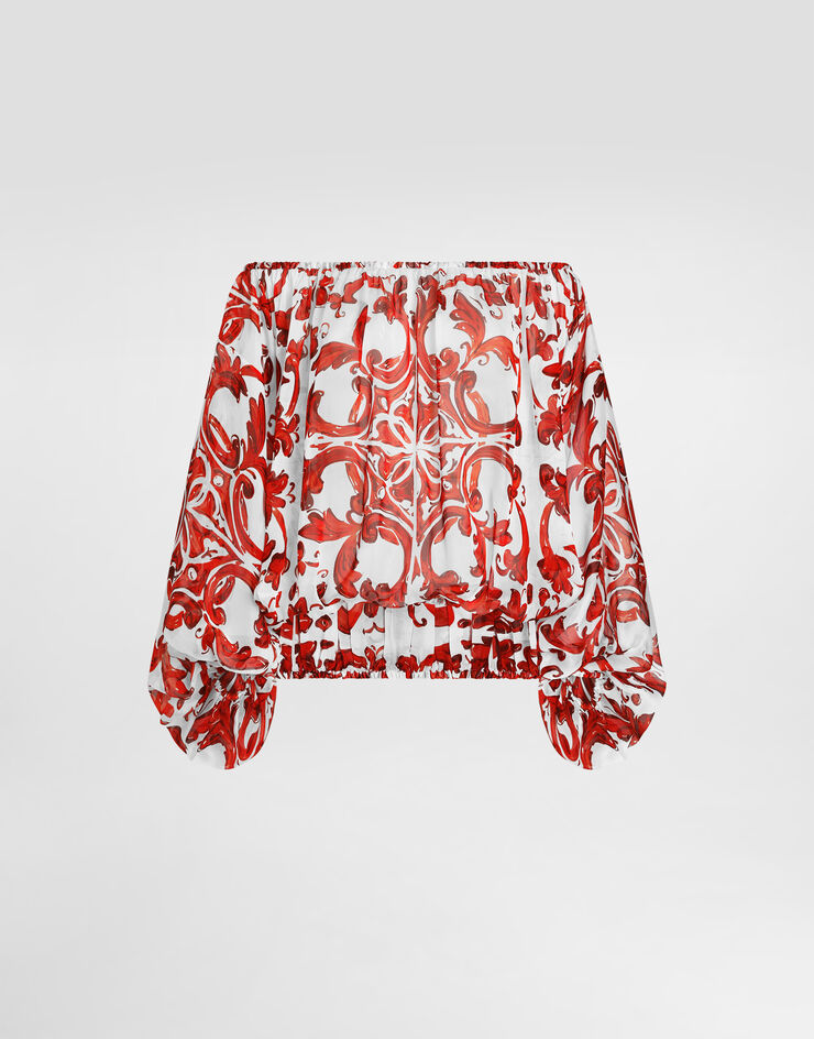 Dolce & Gabbana Majolica-print poplin top Multicolor F72G7TGDDRH