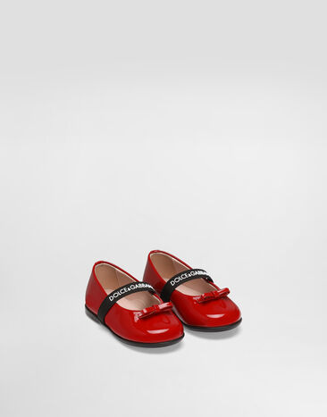 Dolce & Gabbana Patent leather ballet flats with elastic Red D20093A4831