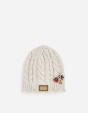 Dolce & Gabbana Cable-knit hat with logo tag and embroidery Multicolor LB3L58G7KU4