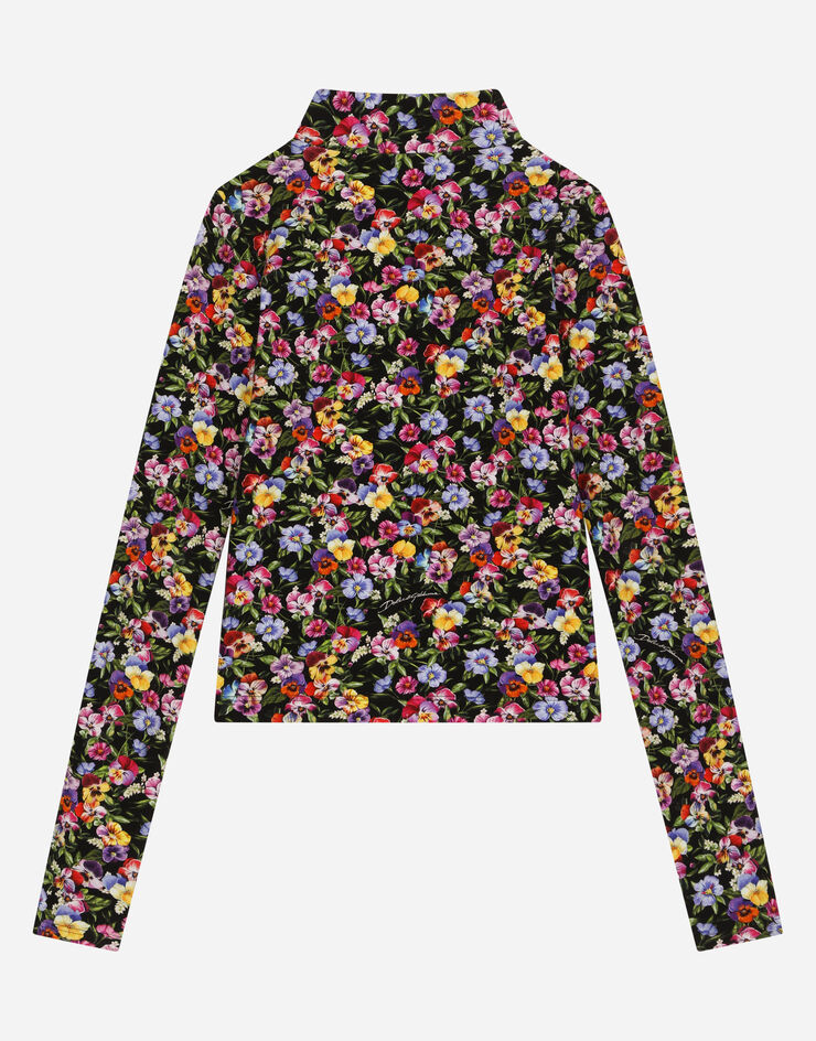 Dolce&Gabbana Interlock T-shirt with violet print Black L5JTLSFSG7L