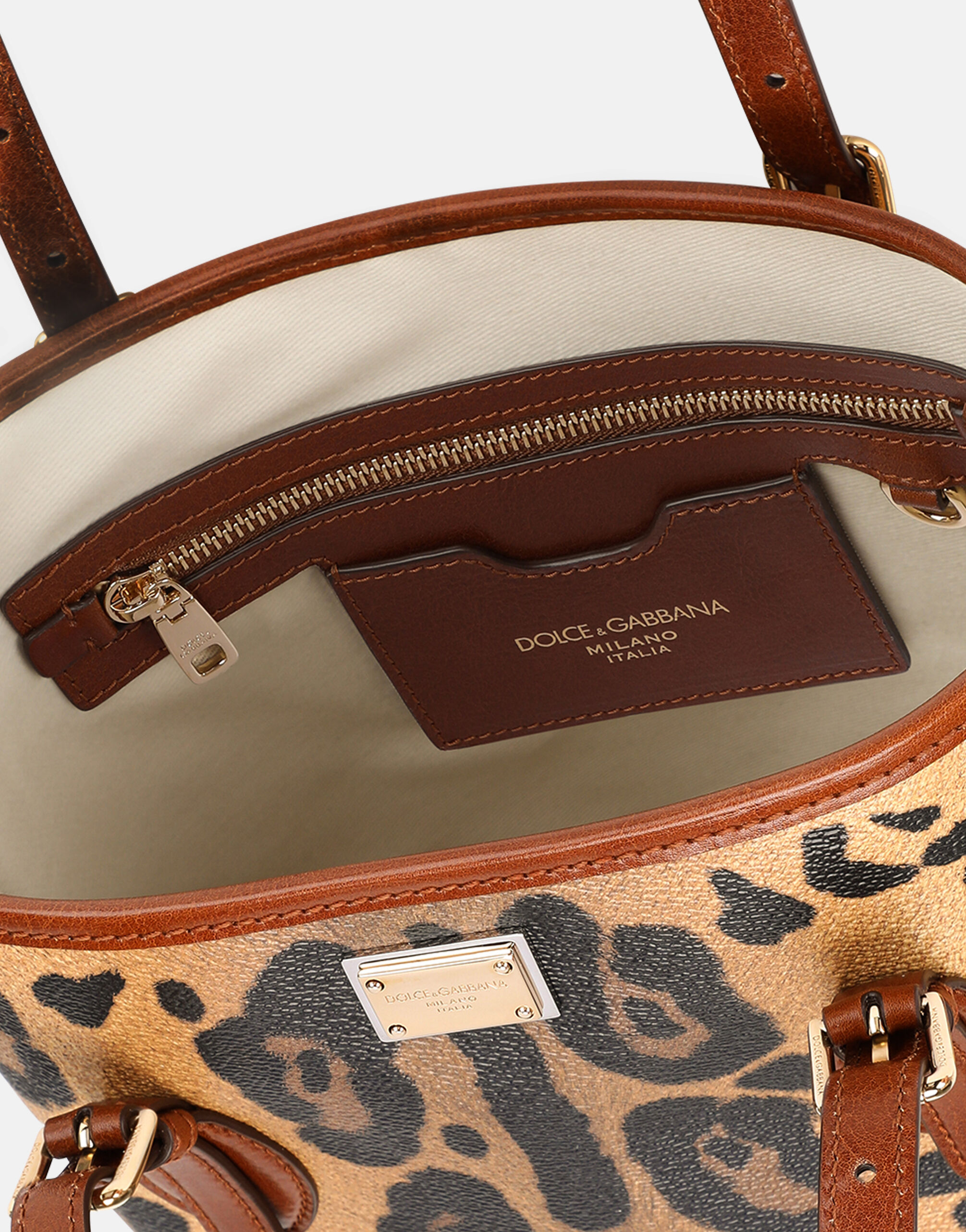 Leopard print Crespo bucket bag with branded plate in Multicolor for Women Dolce Gabbana US