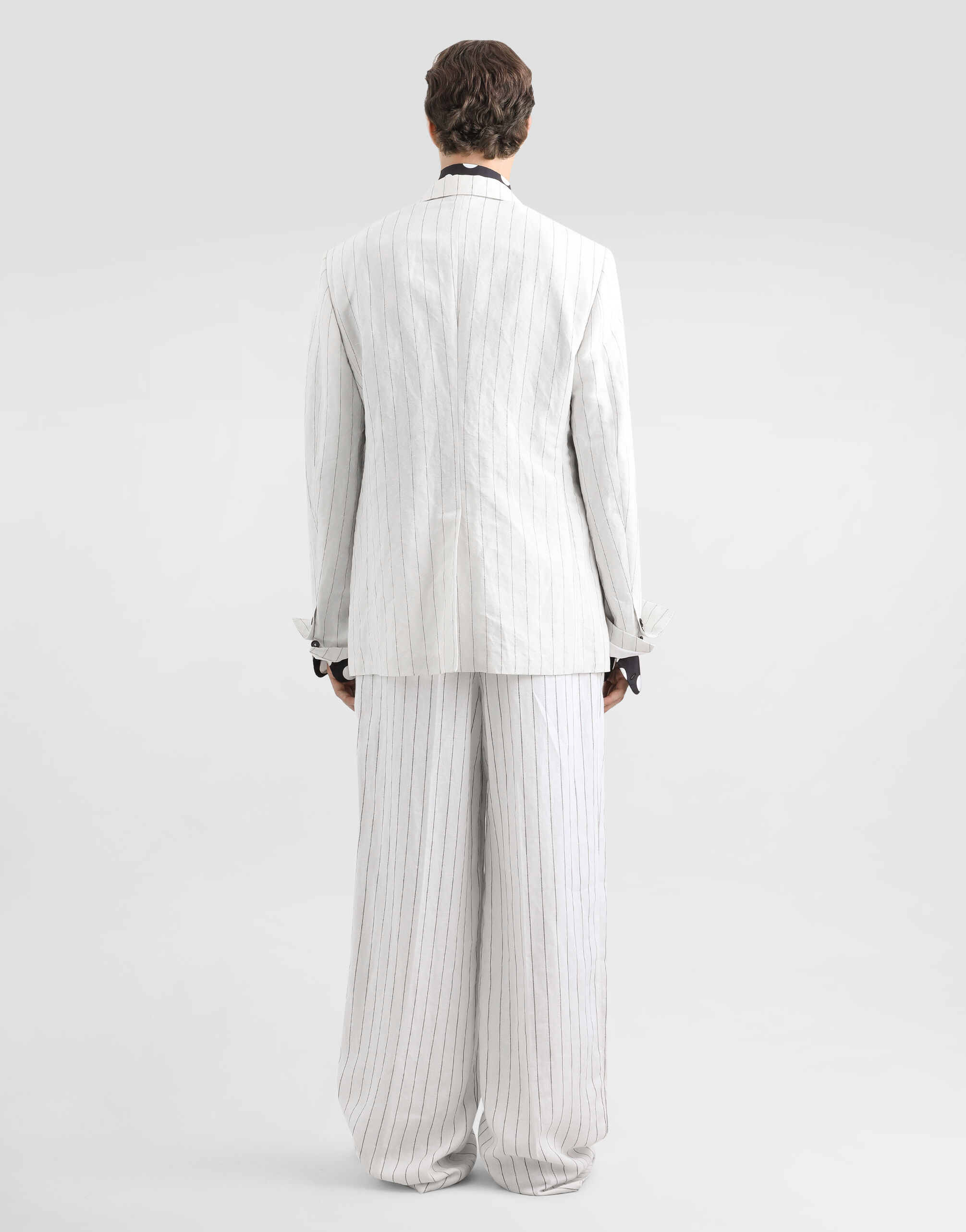 Double-breasted linen and wool jacket in Multicolor for Men