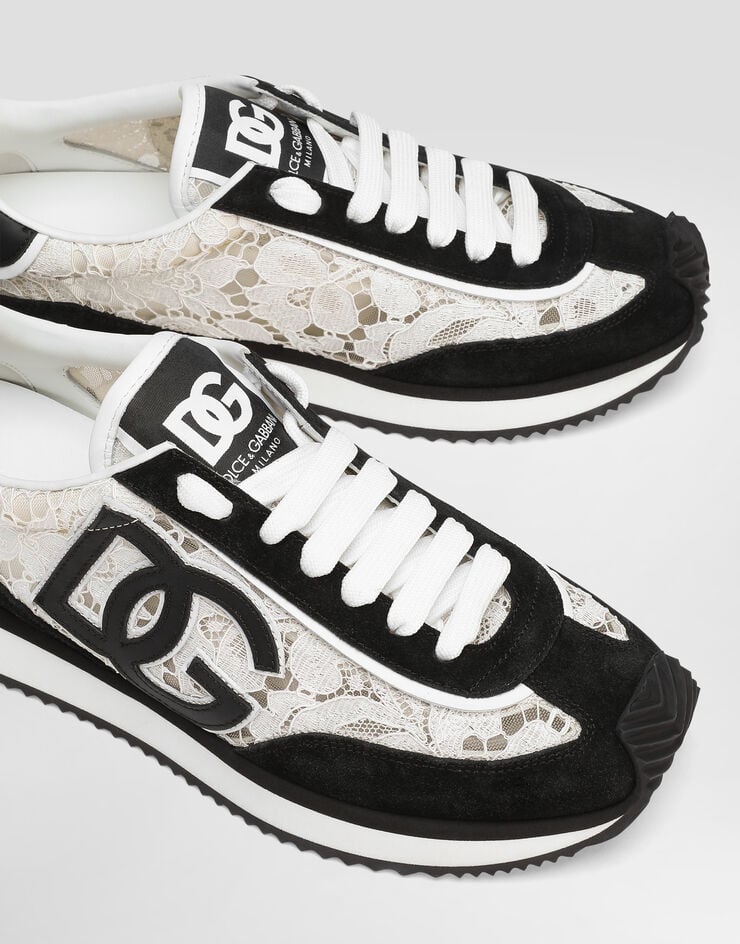 Dolce & Gabbana DG Cushion sneakers in calfskin and fabric Multicolor CK2340A9AC2