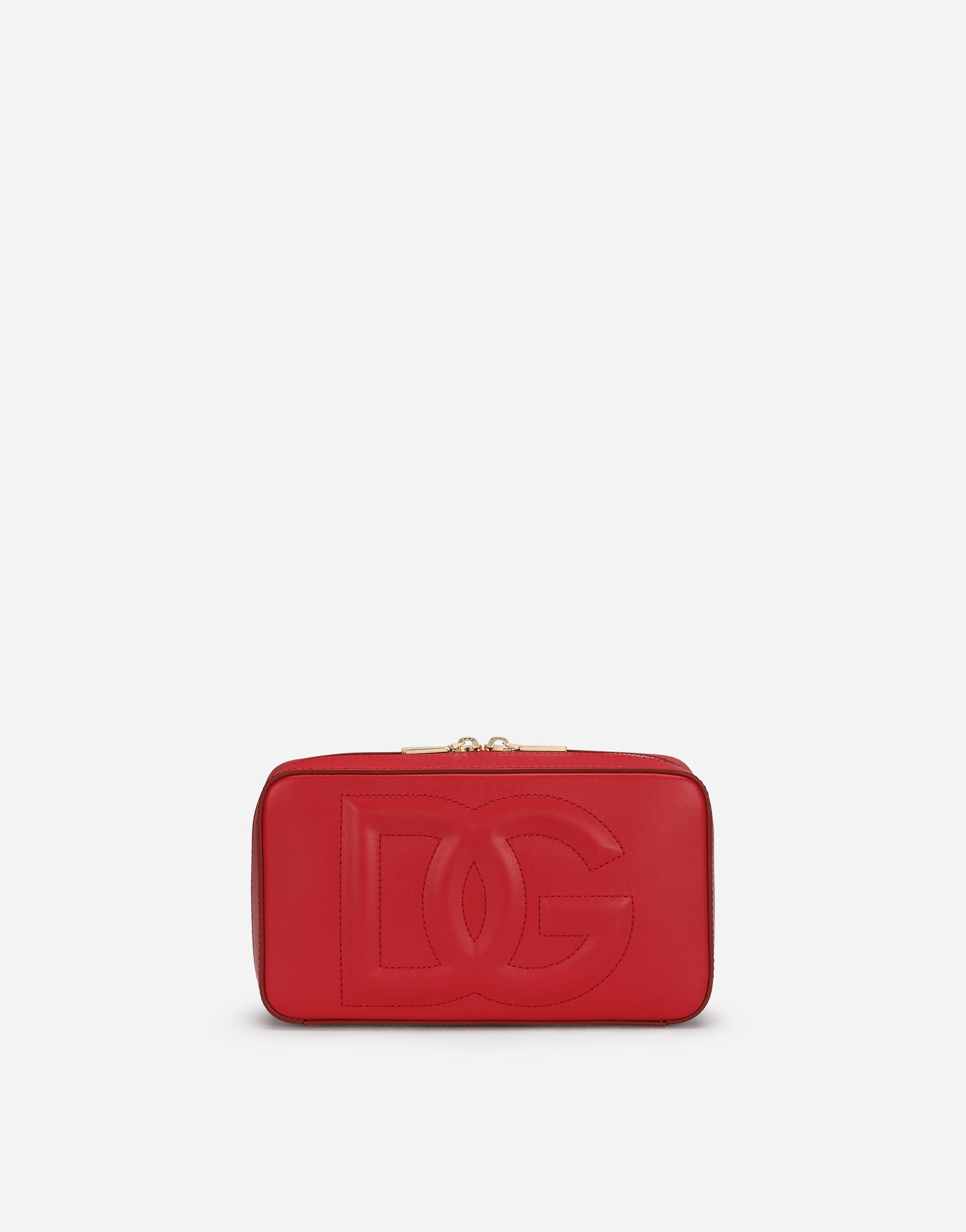 Dolce & Gabbana حقيبة كاميرا صغيرة من جلد عجل بشعار DG وردي BB7287AS204