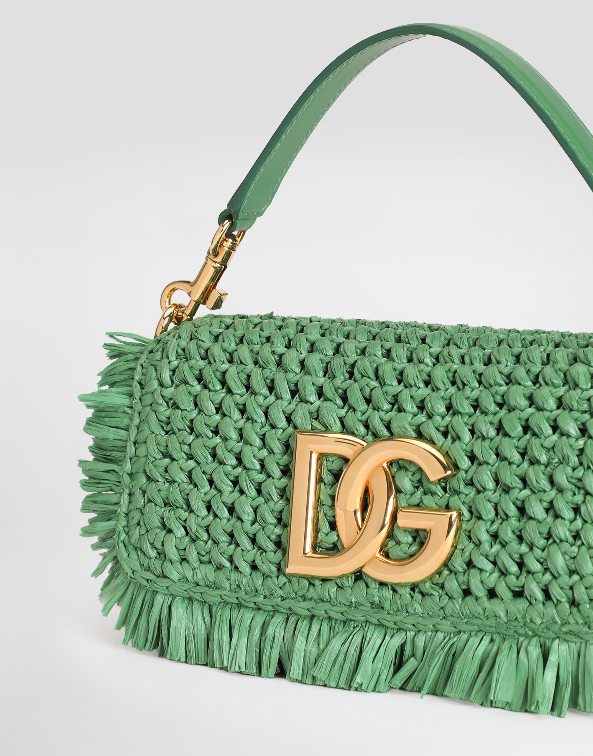 3.5 shoulder bag in raffia in Green for Women | Dolce&Gabbana® US