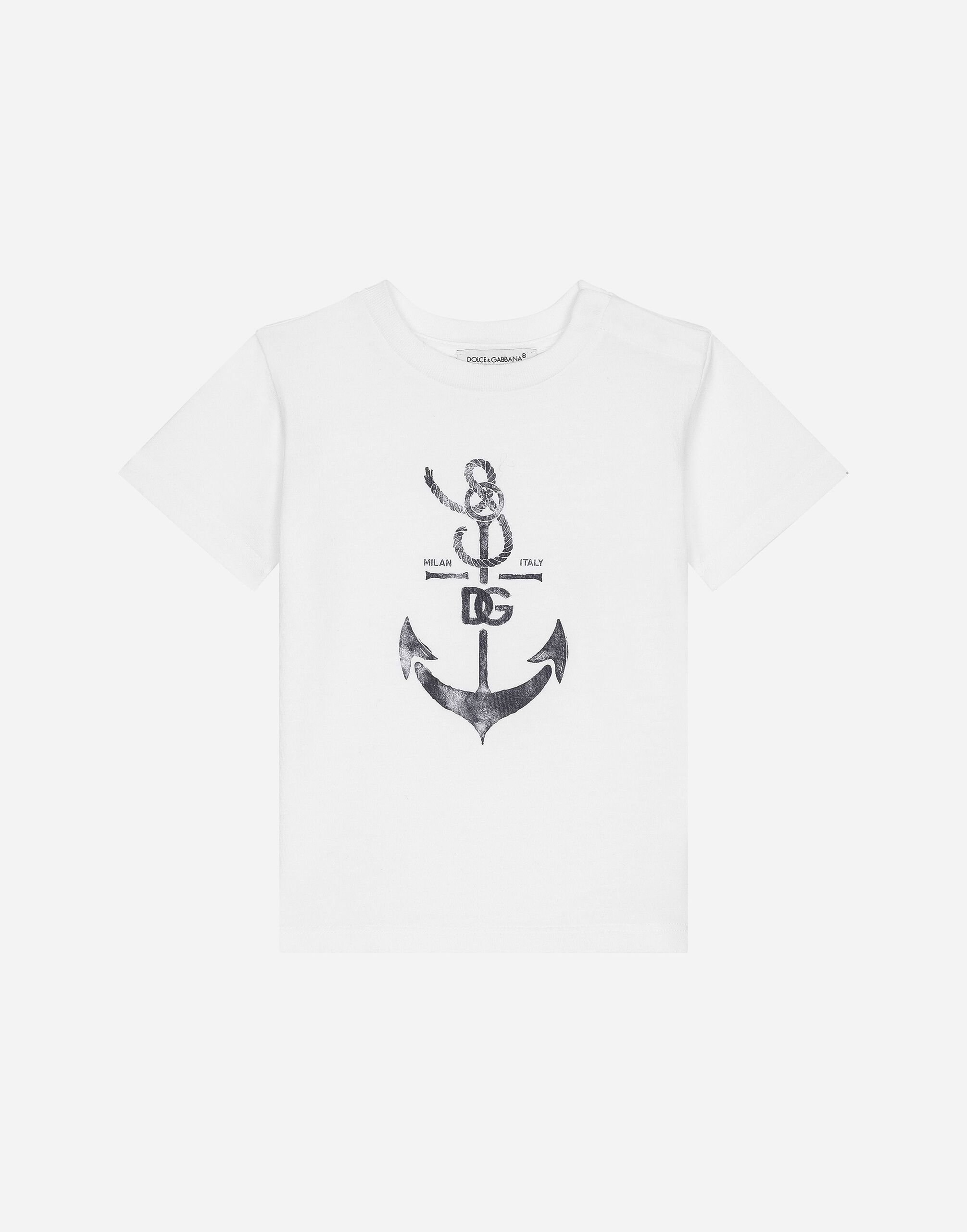 Dolce & Gabbana Jersey T-shirt with DG anchor print White L1JTEYG7K7R