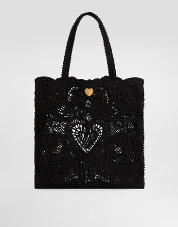 Dolce & Gabbana Mittelgroßer Shopper Beatrice aus Kordelspitze SCHWARZ BB6927AW717