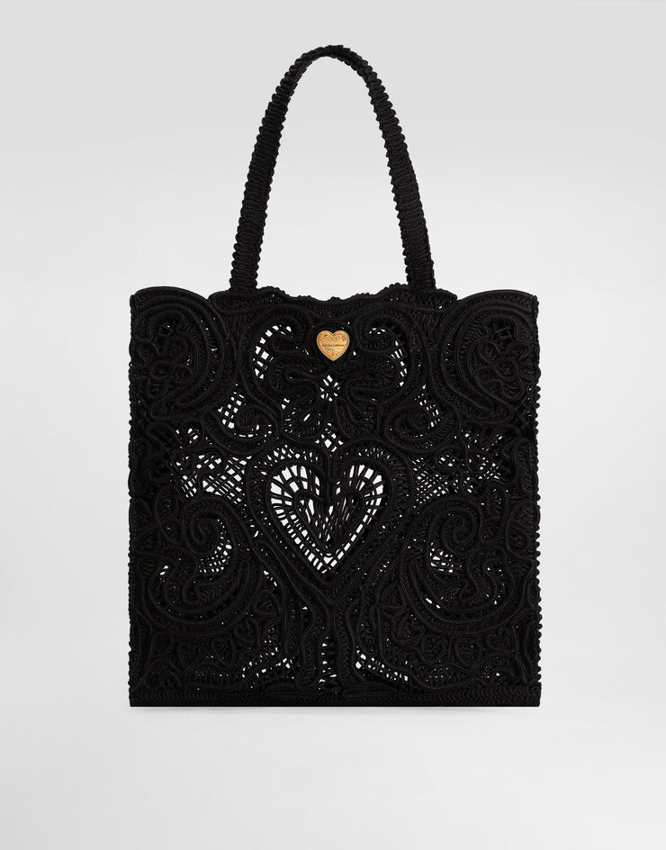 Dolce & Gabbana Mittelgroßer Shopper Beatrice aus Kordelspitze SCHWARZ BB6927AW717