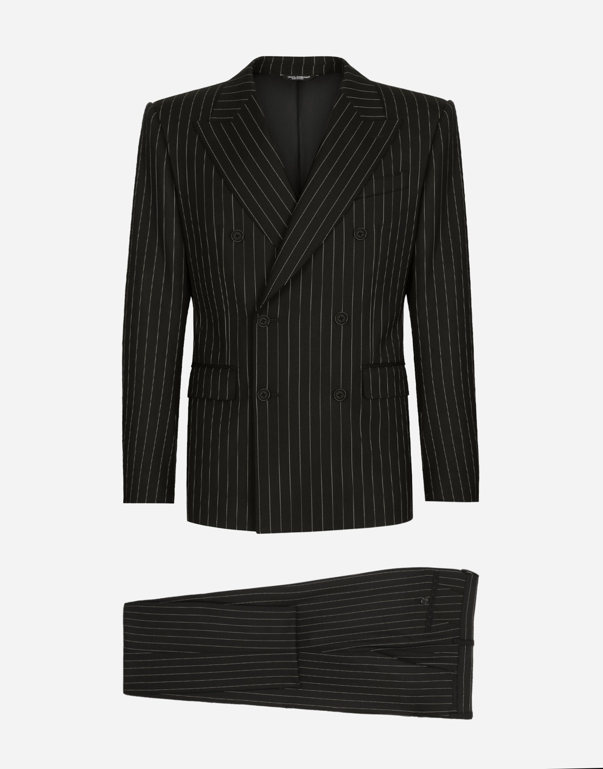 Dolce & Gabbana Double-breasted pinstripe stretch wool Sicilia-fit suit Blue G2QS6TFU4LF