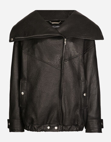 Dolce & Gabbana Oversize vegetable-tanned lambskin biker jacket Beige F0W3STHUMVM