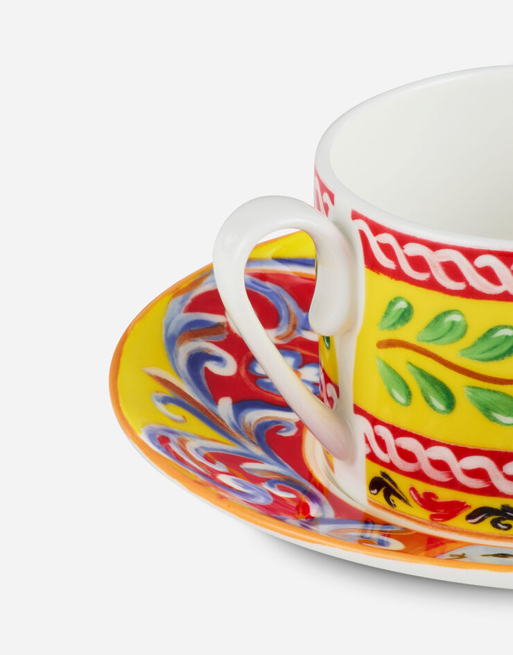 Dolce & Gabbana Taza de té con platillo de porcelana fina Multicolor TC0S06TCA06